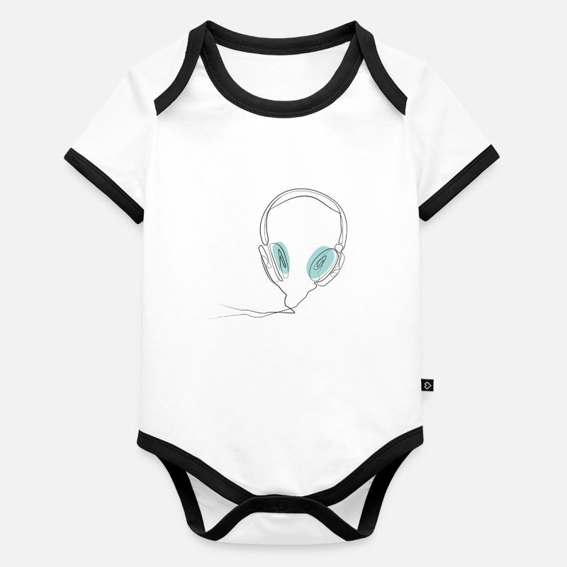 OneLine Art. Kopfhörer Baby Bio-Kurzarm-Kontrastbody
