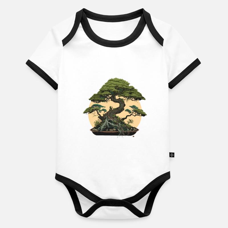 Bonsaï au clair de lune Body Bébé bio contrasté manches courtes