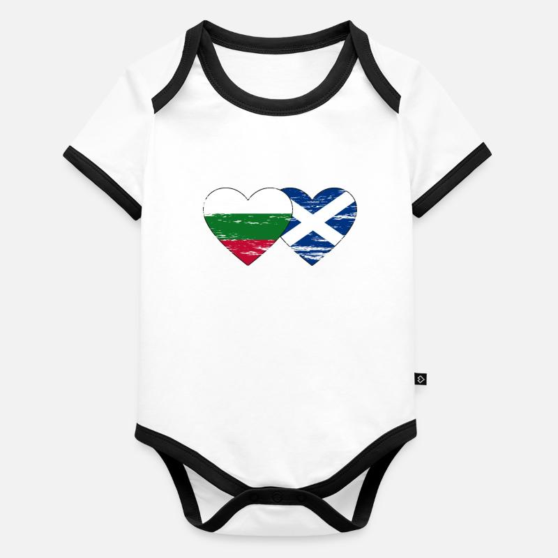 Bulgarie Ecosse drapeau coeur utilisé Body Bébé bio contrasté manches courtes