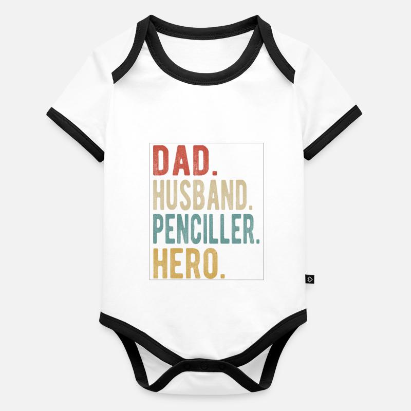 Comic artist Papa Husband Hero Organic Baby Contrasting Bodysuit
