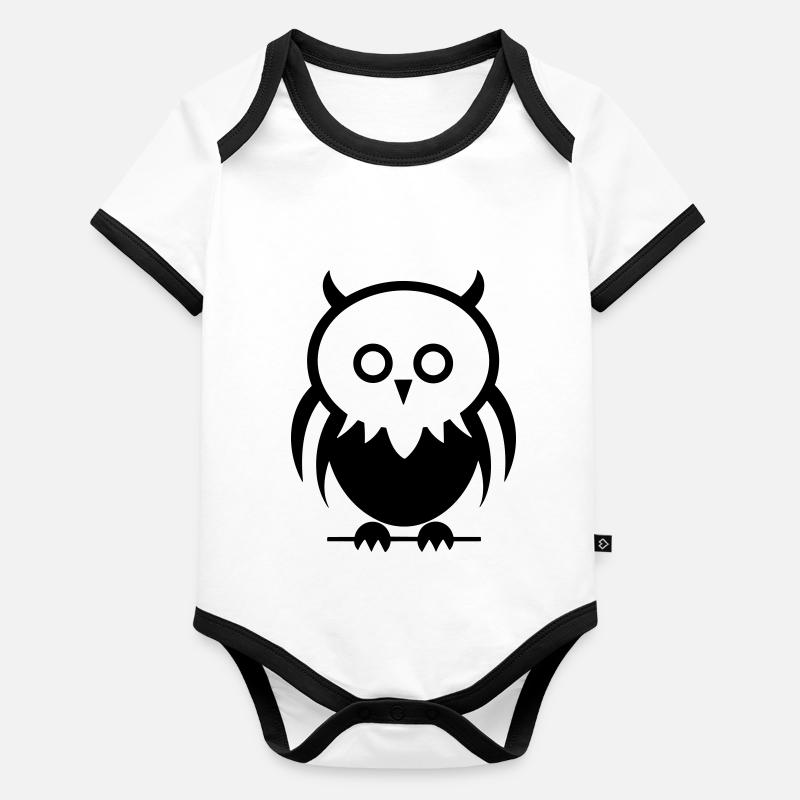 Petite chouette Body Bébé bio contrasté manches courtes