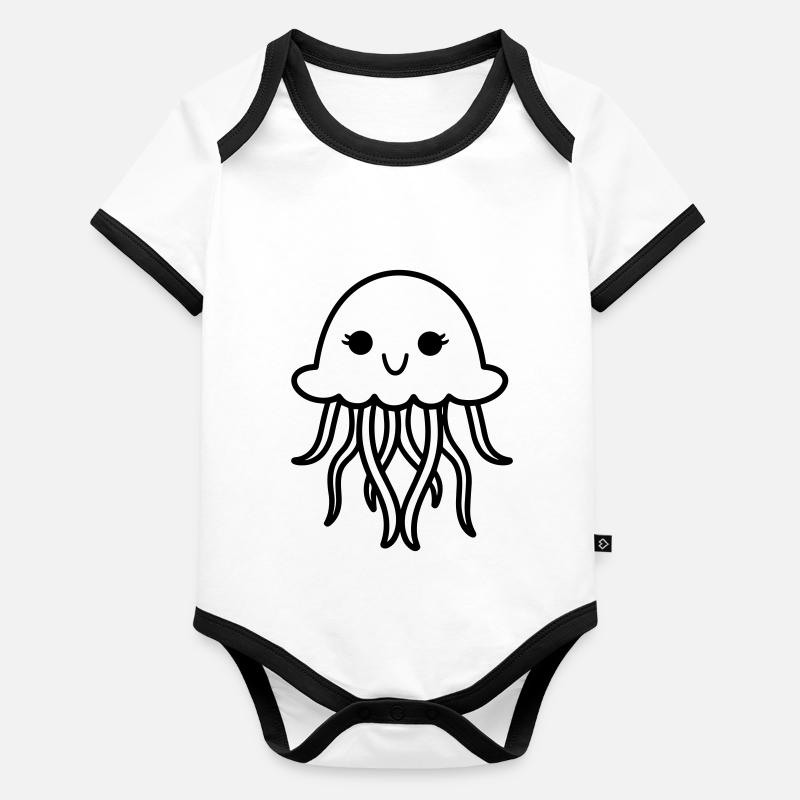 Méduse Body Bébé bio contrasté manches courtes