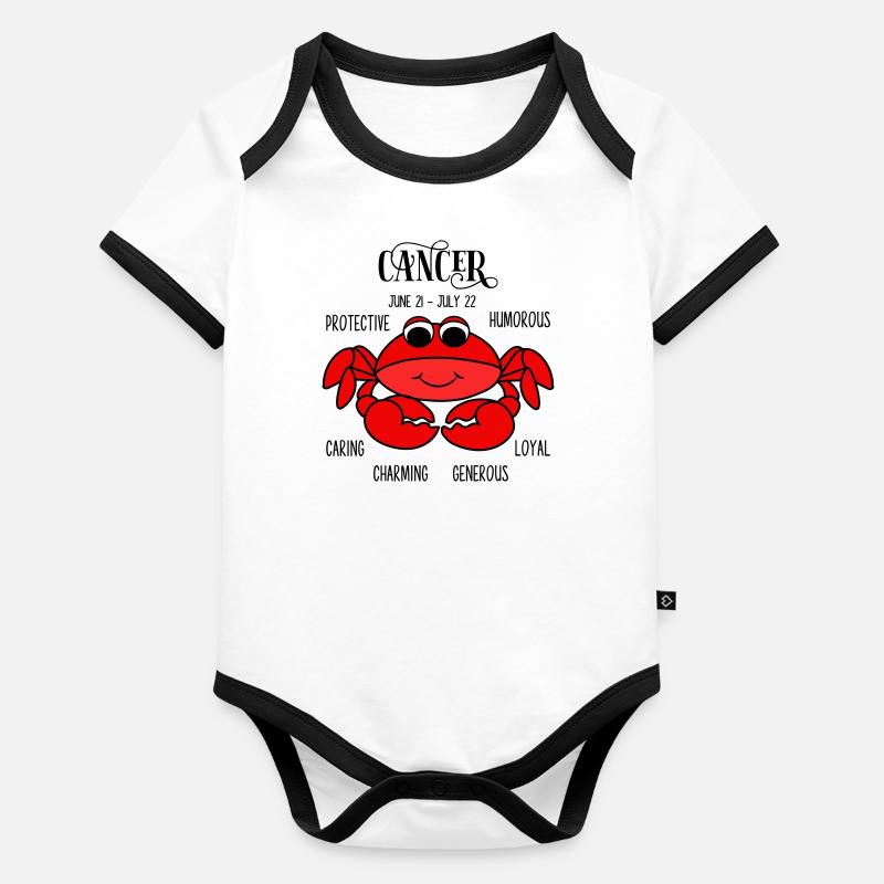 Signe du zodiaque du homard pour les garçons Body Bébé bio contrasté manches courtes