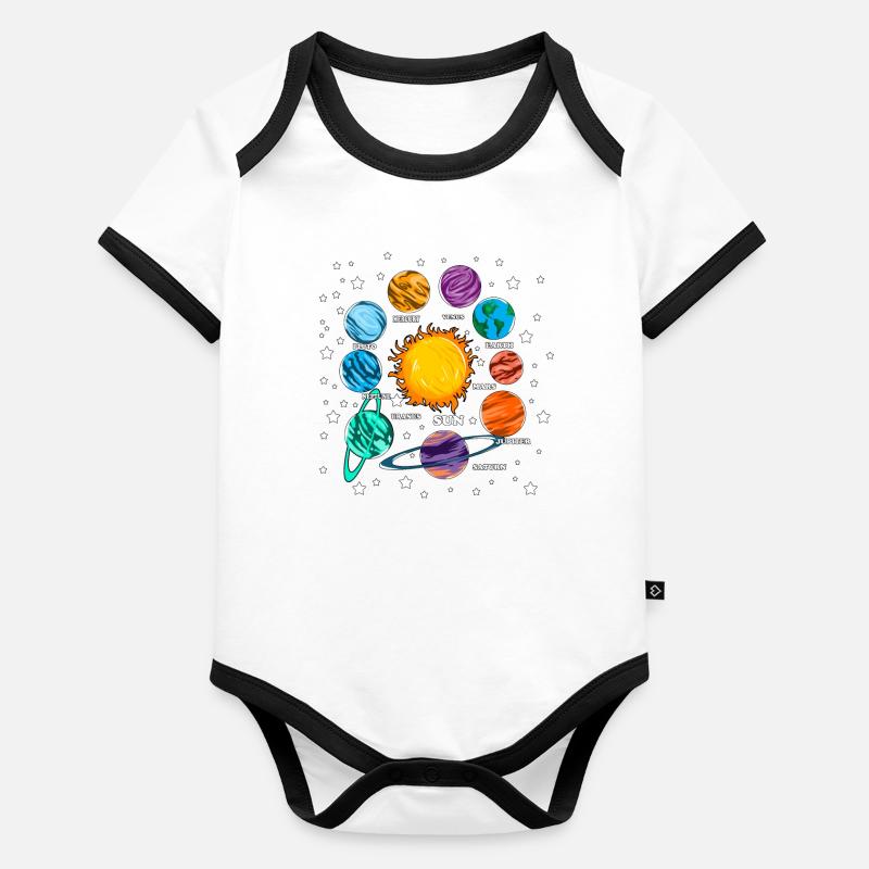 Planets Sun Planetary System Space Space Fan Organic Baby Contrasting Bodysuit