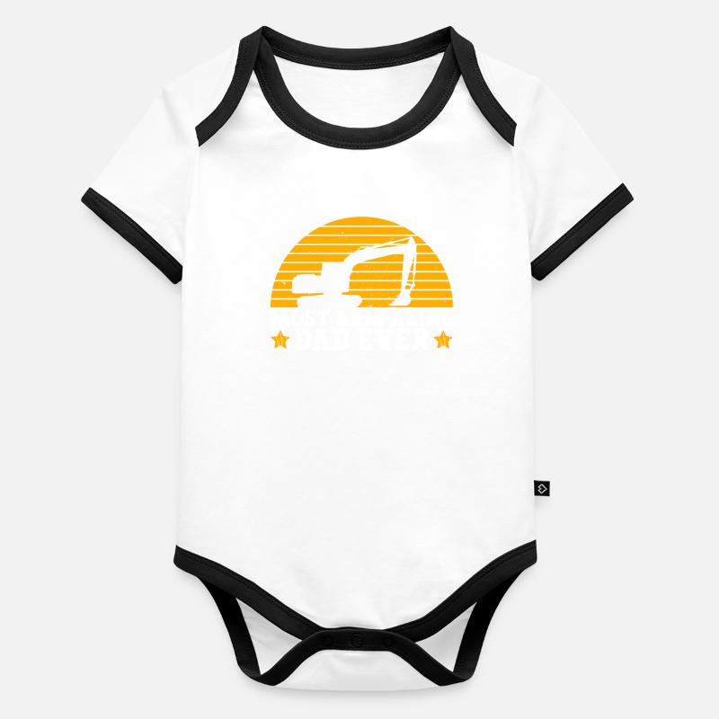 Vater Des Baggerfahrers Papa Des Baby Bio-Kurzarm-Kontrastbody