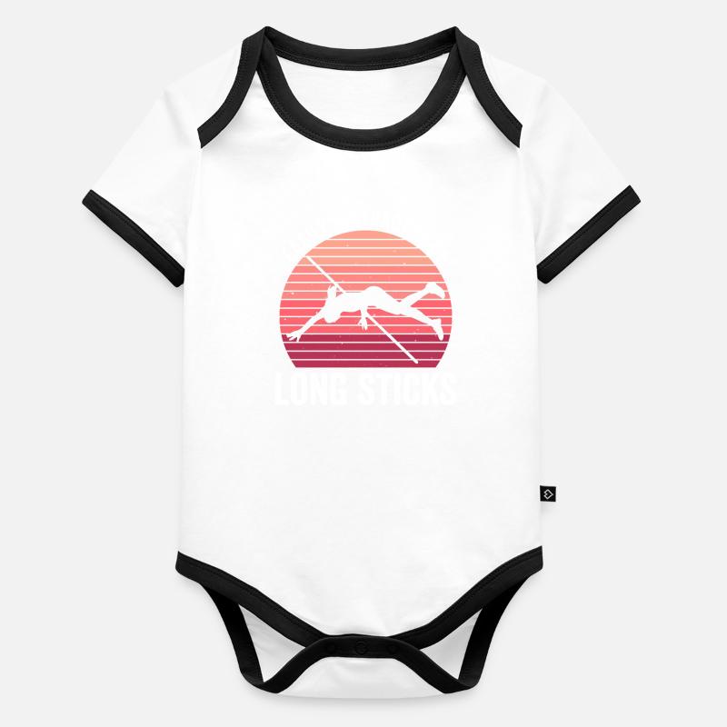 Stabhochspringer Mädchen Stabhochspringen Baby Bio-Kurzarm-Kontrastbody