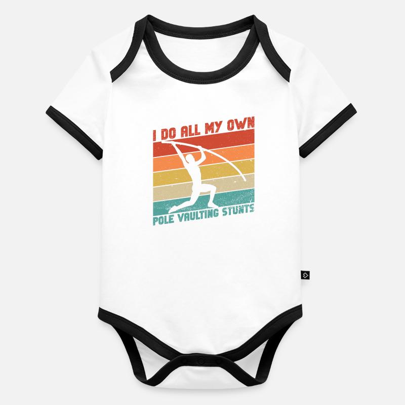 Stabhochsprung Stabhochspringen Leichtathlet Baby Bio-Kurzarm-Kontrastbody
