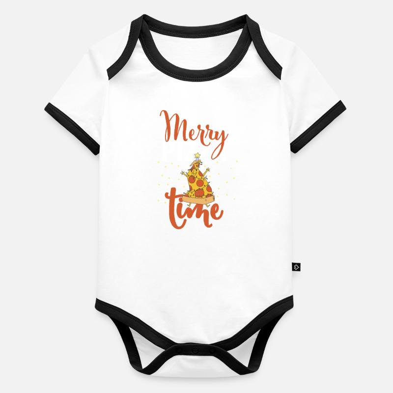 Pizza Experte Pizzabäcker Weihnachten Body Bébé bio contrasté manches courtes