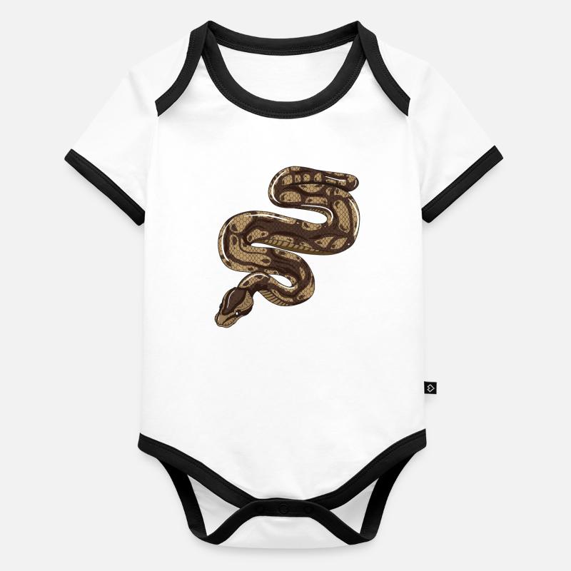 Brown Green Snake Strangler Snake Fan Organic Baby Contrasting Bodysuit