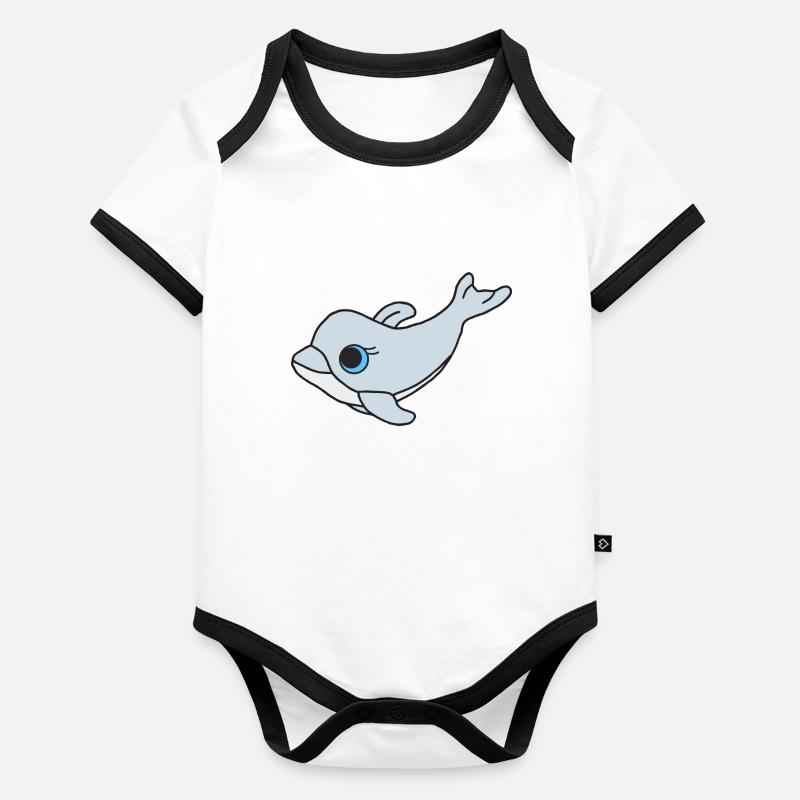Süßer Delfin Baby Bio-Kurzarm-Kontrastbody