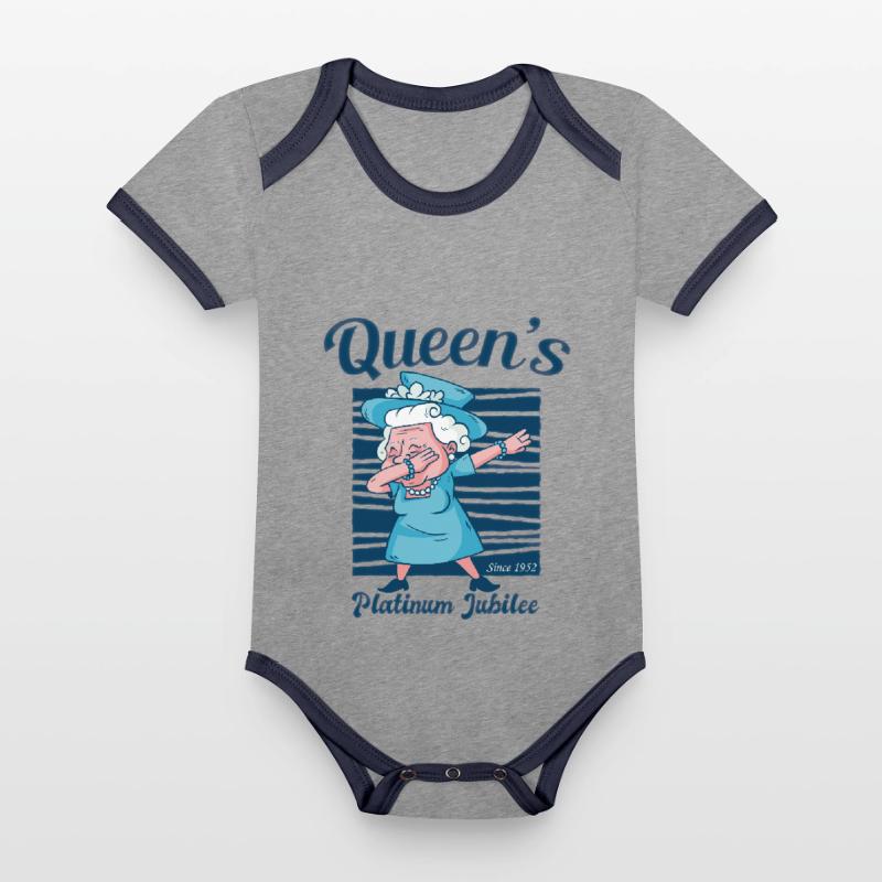 Dabbing British Queen Monarchy Platinum Jubilee Organic Baby Contrasting Bodysuit