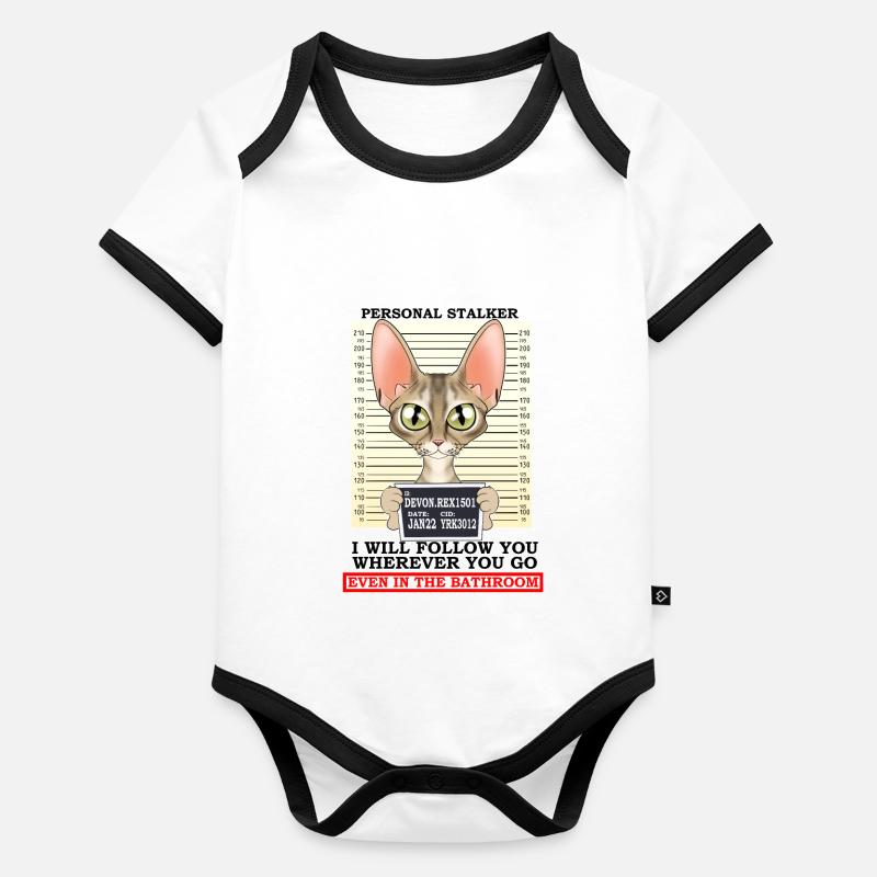 Devon Rex Cat I Cat Lover I Harceleur personnel Body Bébé bio contrasté manches courtes
