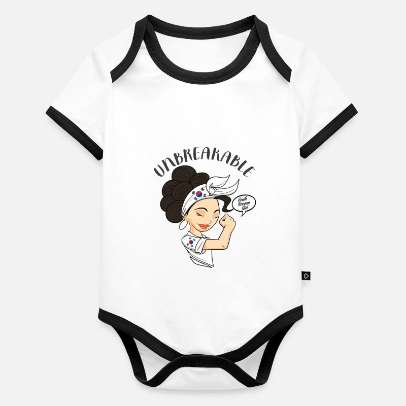 Fille sud-coréenne Incassable I Héritage Sud Body Bébé bio contrasté manches courtes