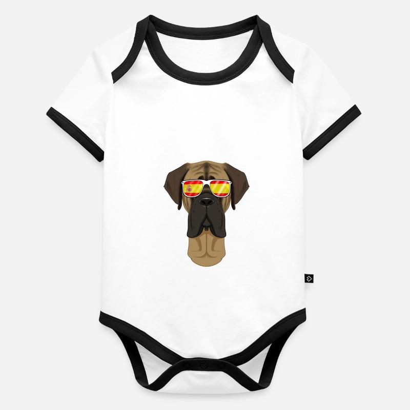 Mastiff I Spain Sunglasses I Spanish Flag Organic Baby Contrasting Bodysuit