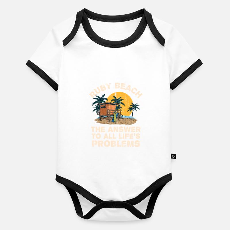 Ruby Beach Réponse à tous les problèmes de la vie Vacances Body Bébé bio contrasté manches courtes