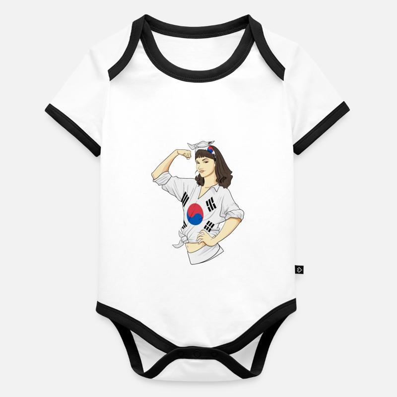 Fille sud-coréenne Incassable I Héritage Sud Body Bébé bio contrasté manches courtes