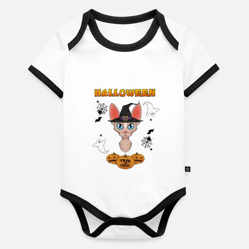 Sphynx Cat Lover I Joyeux Halloween Body Bébé bio contrasté manches courtes