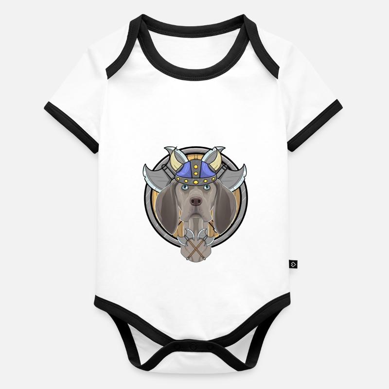 Braque de Weimar I Valhalla I Viking Body Bébé bio contrasté manches courtes