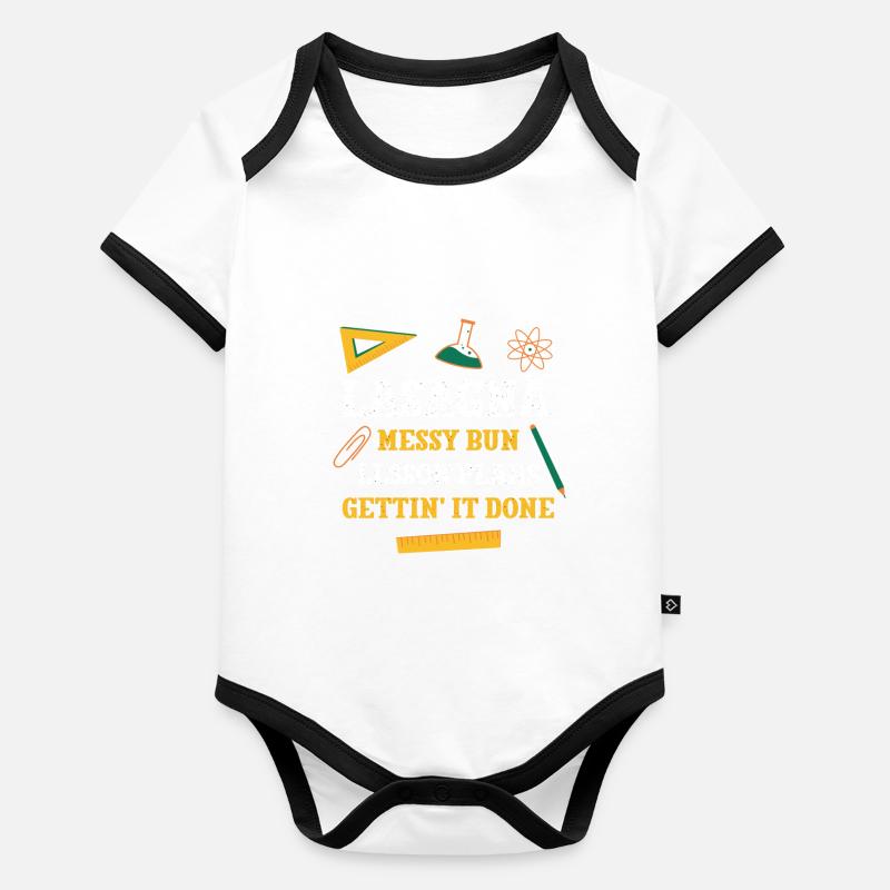Lasagnes Messy Bun Plans de leçon Drôle Professeur Body Bébé bio contrasté manches courtes