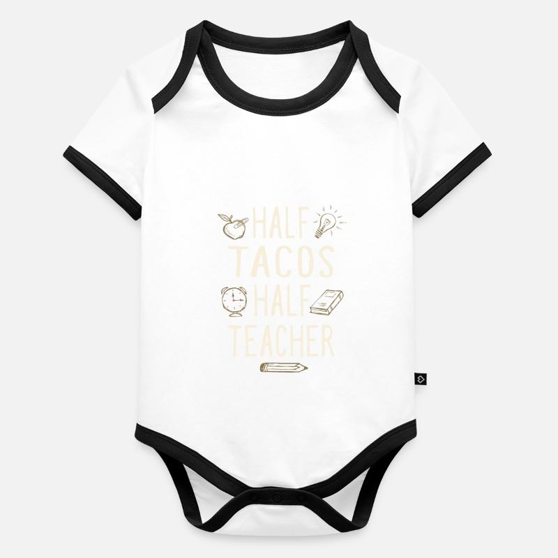 Half Tacos Half Teacher Funny Professor Humor Baby Bio-Kurzarm-Kontrastbody