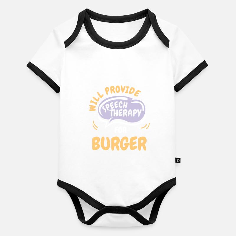 Provide Speech Therapy for Burger Funny Speech Baby Bio-Kurzarm-Kontrastbody