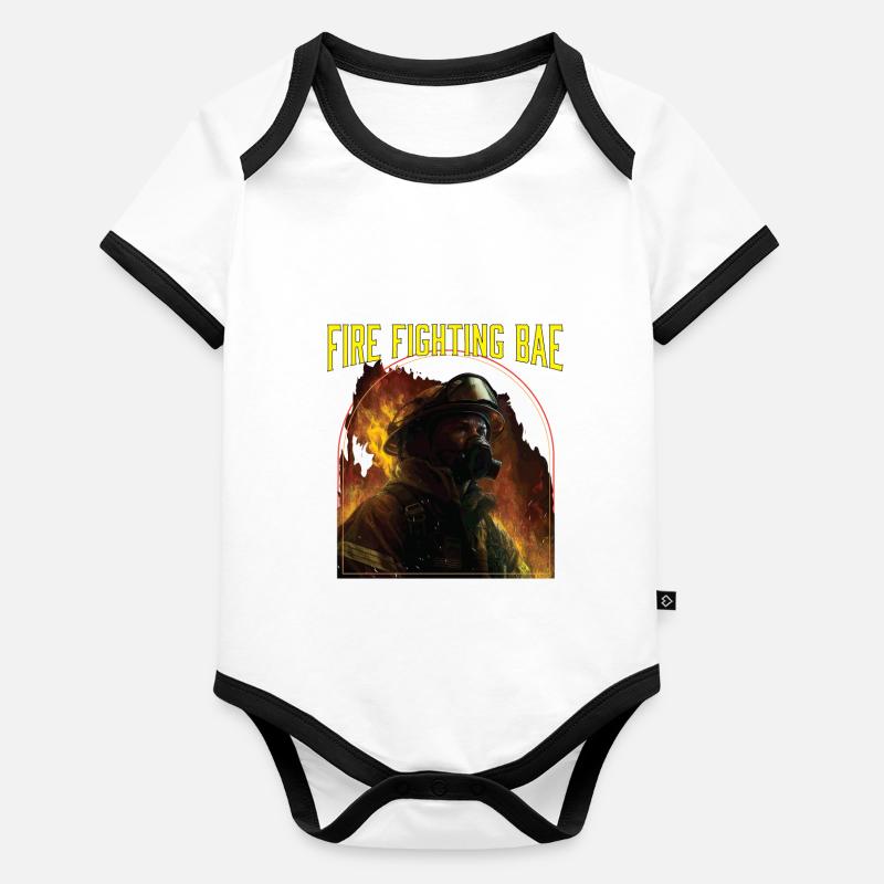 Fire Fighting Bae Fire Rescue Firefighting Organic Baby Contrasting Bodysuit