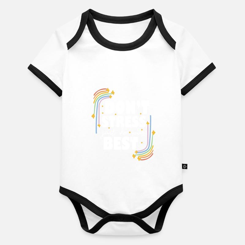Jour de test Ne stressez pas, faites simplement votre meilleur professeur Body Bébé bio contrasté manches courtes