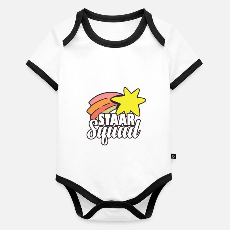 Funny Staar Squad Test Day Teacher Exam Day Baby Bio-Kurzarm-Kontrastbody
