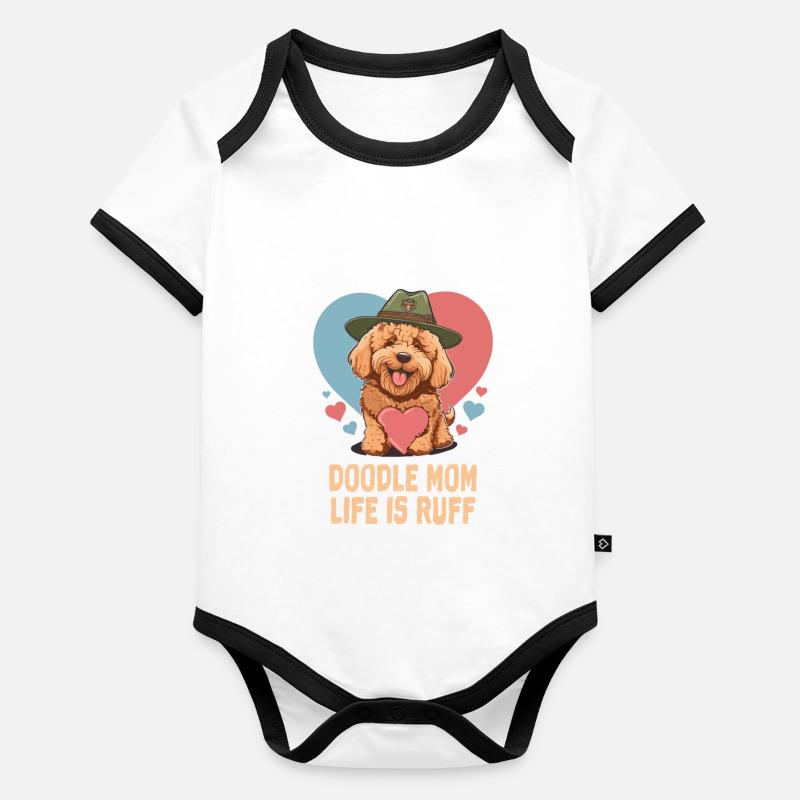 Doodle Maman Goldendoodle Chien Maman Doodle Mama Body Bébé bio contrasté manches courtes