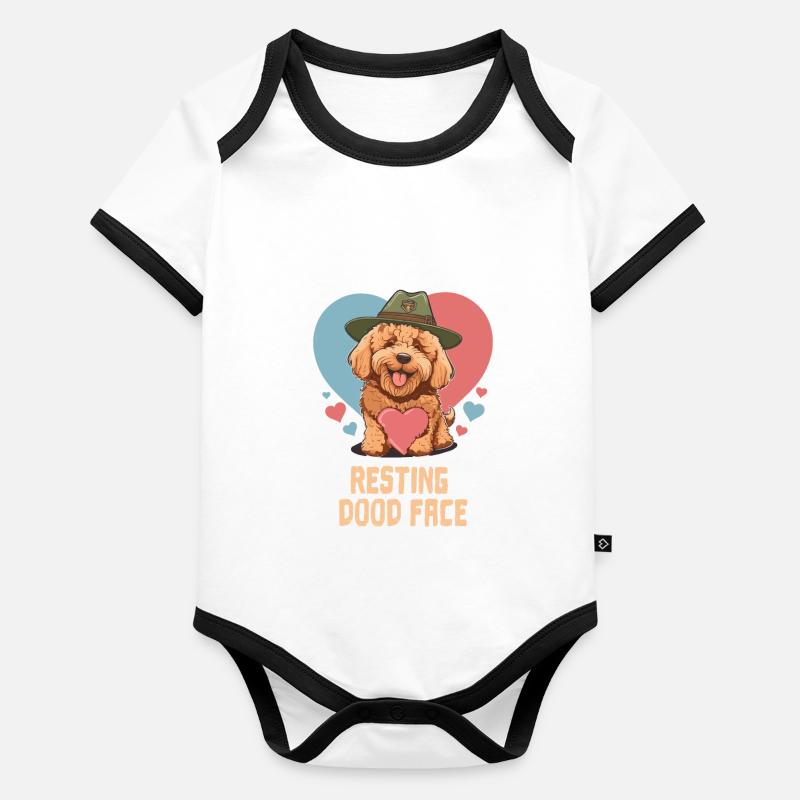Repos Doodle Face Goldendoodle Chien Papa Doodle Body Bébé bio contrasté manches courtes