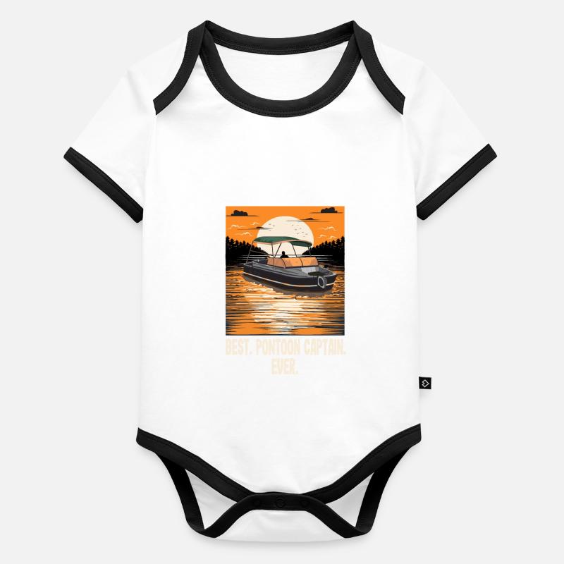 Meilleur bateau de devis de ponton de capitaine de ponton à moteur Body Bébé bio contrasté manches courtes