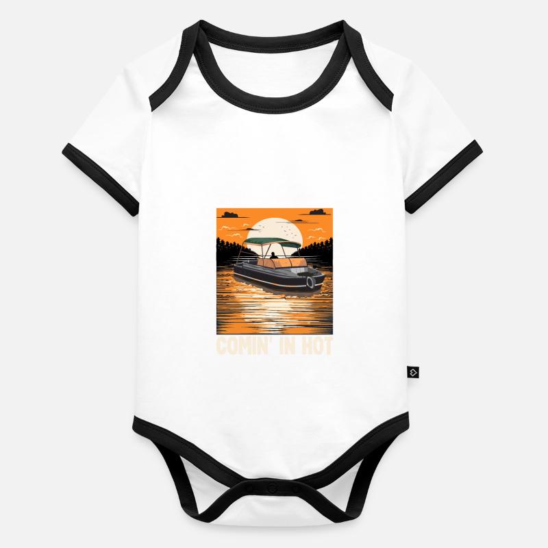 Funny Motorboating Quote Comin In Hot Pontooning Baby Bio-Kurzarm-Kontrastbody