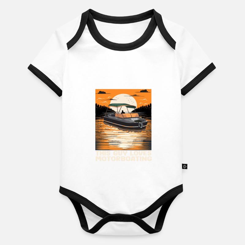 This Guy Loves Motorboating Pontoon King Funny Baby Bio-Kurzarm-Kontrastbody