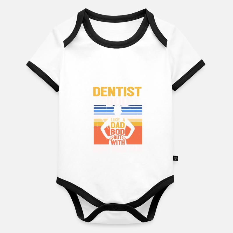 Dentiste Bod comme un papa Bod Drôle de dentisterie Body Bébé bio contrasté manches courtes