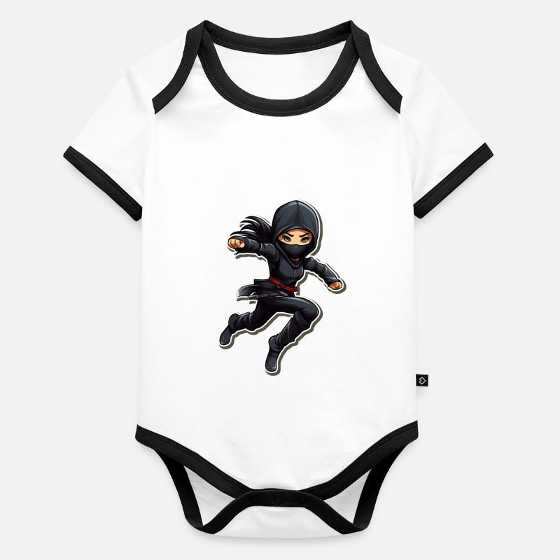 Charming Ninja Fighter I Ninja Girl I Ninja Baby Bio-Kurzarm-Kontrastbody