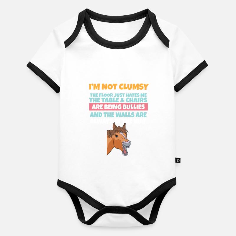 Je ne suis pas maladroit Le sol me déteste Cheval stupide Body Bébé bio contrasté manches courtes