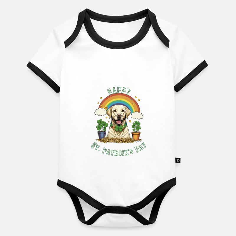 Trèfle de la Saint-Patrick Labrador Body Bébé bio contrasté manches courtes