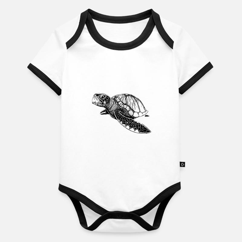 Tortue de mer Body Bébé bio contrasté manches courtes