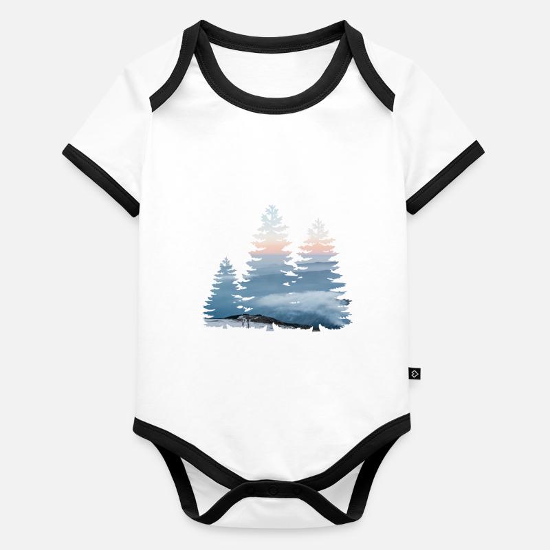 Mountains through the forest Organic Baby Contrasting Bodysuit
