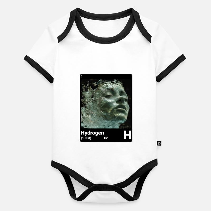 Hydrogène - H - Élément chimique 001 Body Bébé bio contrasté manches courtes