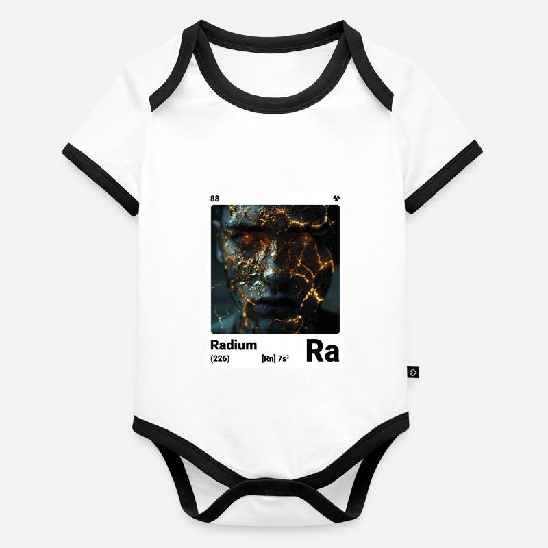 AI am Radium (at) Mode-Periodik-Stil-Nerd Baby Bio-Kurzarm-Kontrastbody