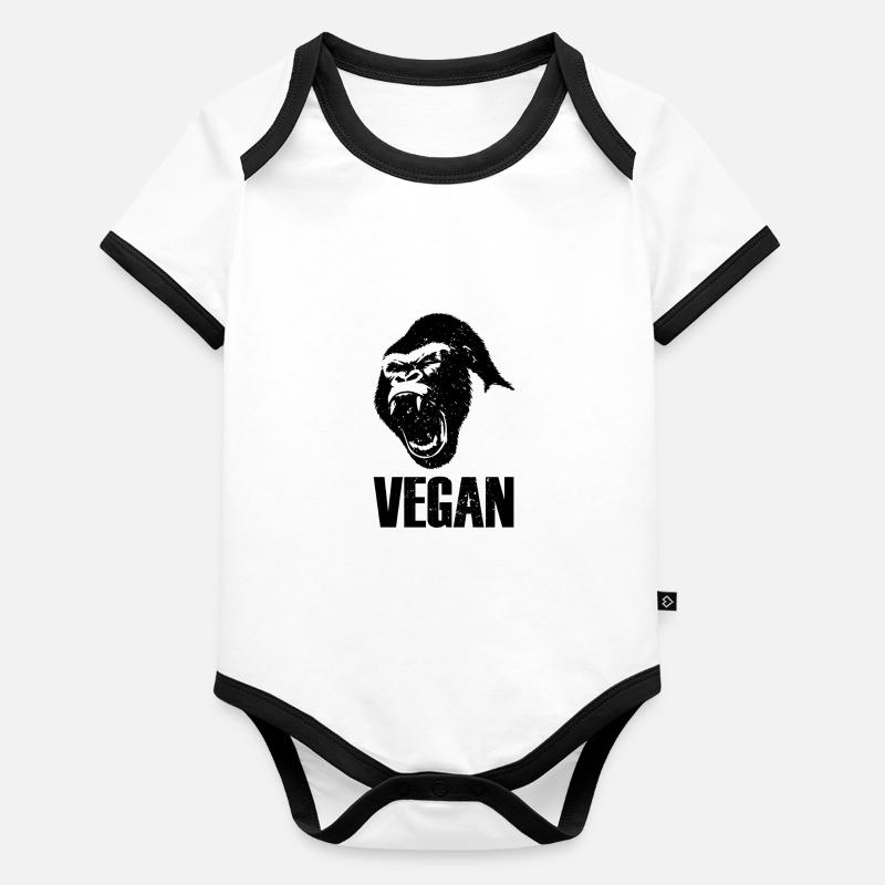 Veganer Gorilla Spruch Geschenk Baby Bio-Kurzarm-Kontrastbody