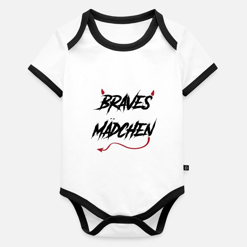 Braves Maedchen teuflisch Spruch Geschenk Baby Bio-Kurzarm-Kontrastbody