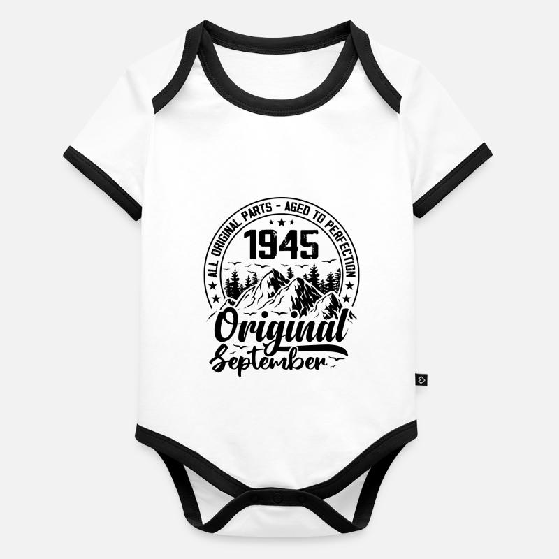 1945 September Original 79 Years Anniversary Gift Organic Baby Contrasting Bodysuit