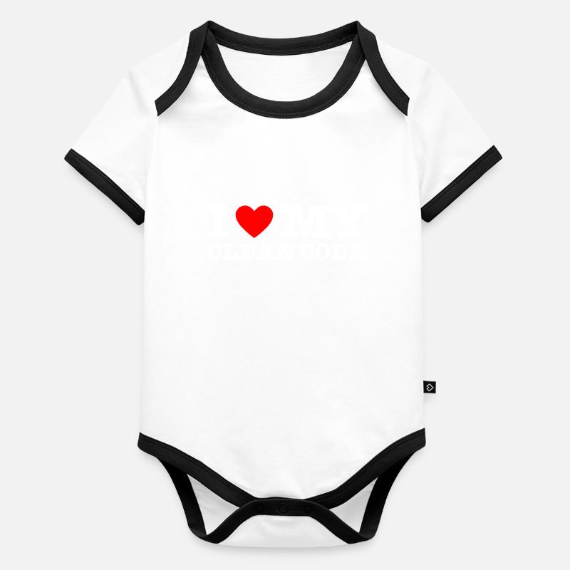 I Heart My Clean Code - Programmeur de cadeaux amusants Body Bébé bio contrasté manches courtes