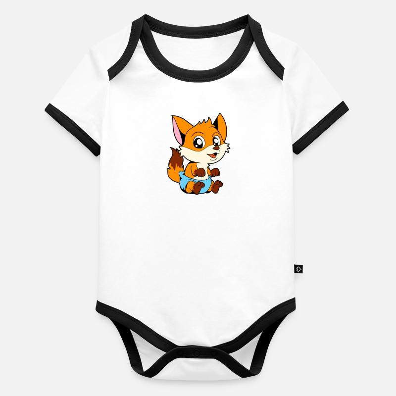 Bébé renard kawaii Body Bébé bio contrasté manches courtes