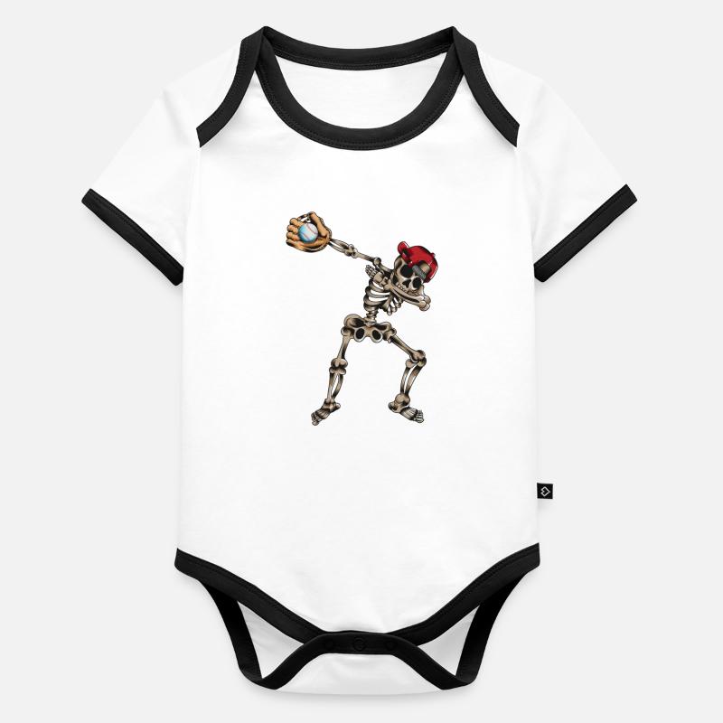 Skeleton Baseball Baseball Gant De Baseball Danse Dabbing Body Bébé bio contrasté manches courtes
