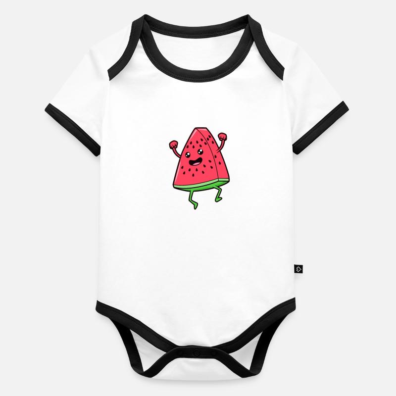 Kawaii Comic Pastèque Body Bébé bio contrasté manches courtes