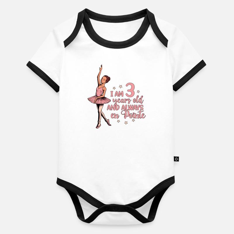 I am 3 years old and always en pointe - Ballerina Baby Bio-Kurzarm-Kontrastbody