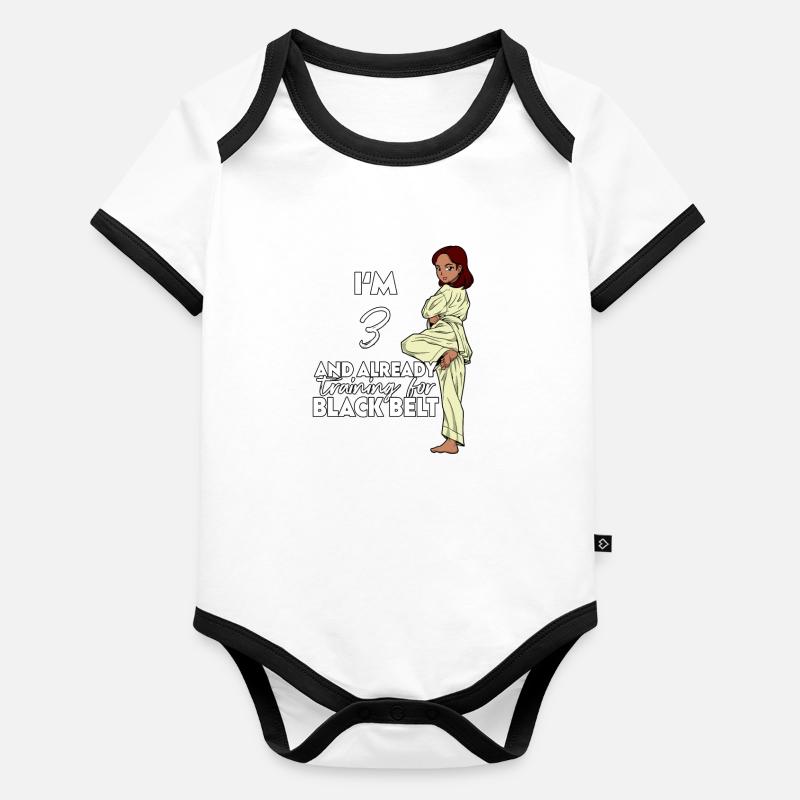 I’m 3 - Karaté fille Body Bébé bio contrasté manches courtes